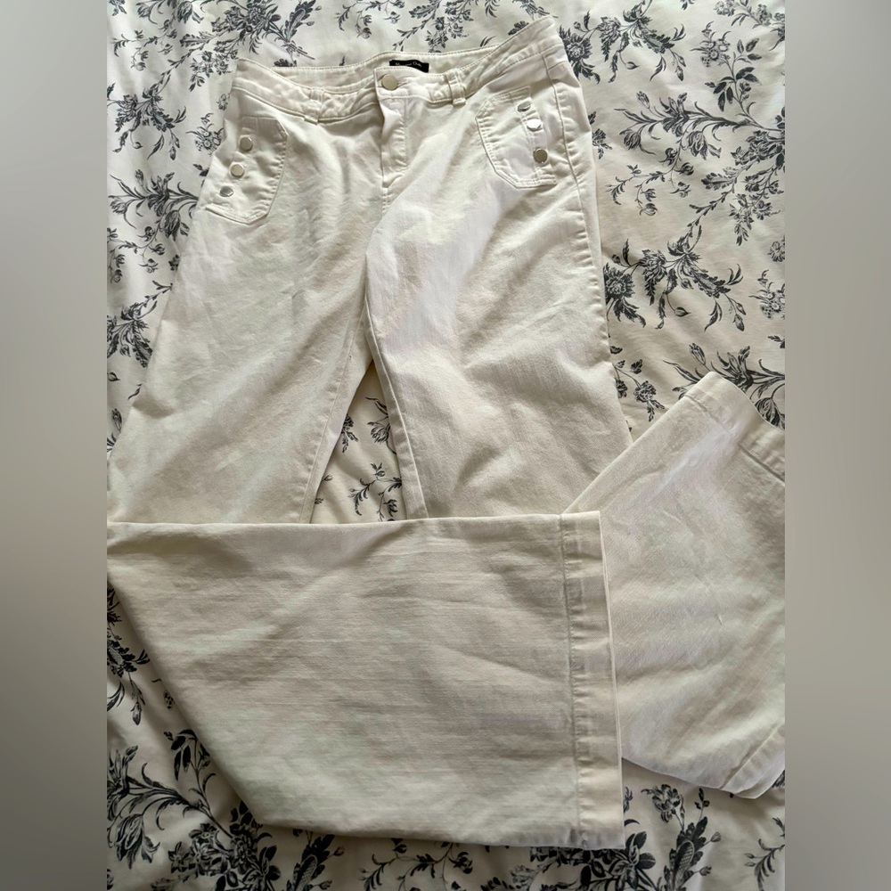 Massimo Dutti white wide leg/ Flare jeans